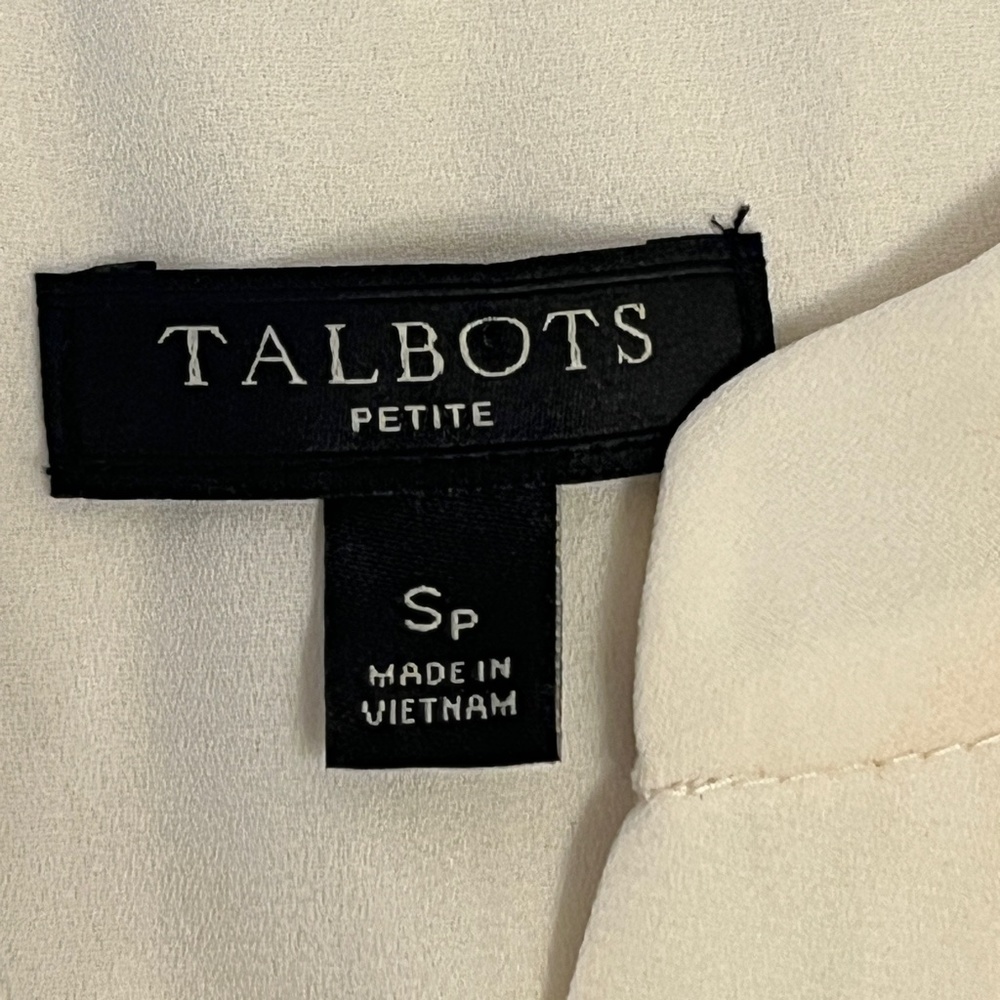 Talbots S Petite Ivory Pink Floral 3/4 Sleeve Flowy Sheath‎ Tunic Blouse Top - Picture 4 of 9